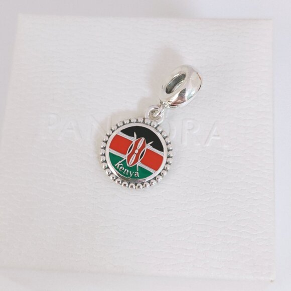Pandora Kenya Flag Dangle Charm S925 Silver with box - Picture 6 of 7